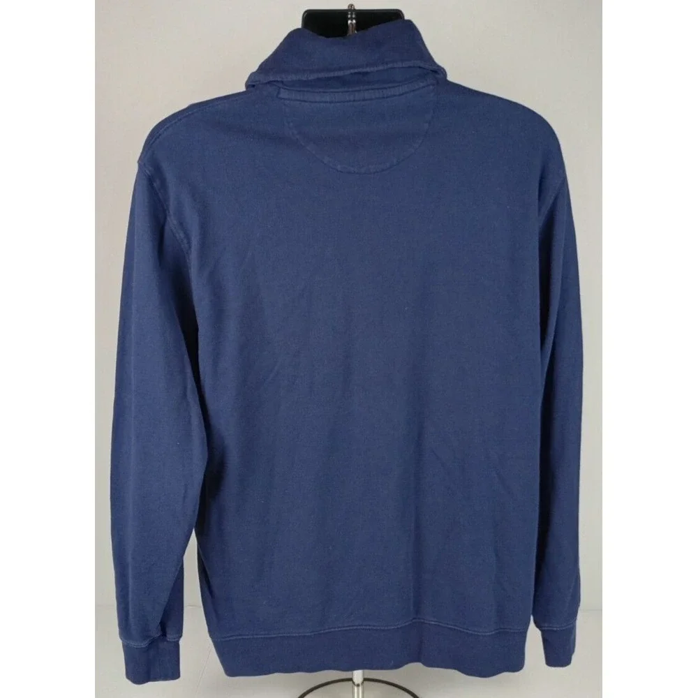 Chaps Men's XL Navy Blue Stripe Long Sleeve Shawl Collar Cotton Pullover Shirt